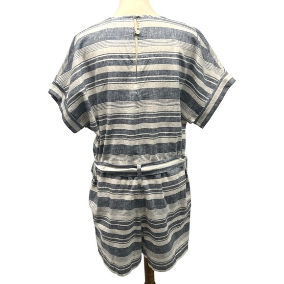 Madewell Perimeter Striped Linen Blend V Neck Casual Romper Women’s Large - Picture 8 of 15